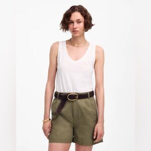 Women’s Madewell The Drapey Twill Pleated Short Green NWT #NU664